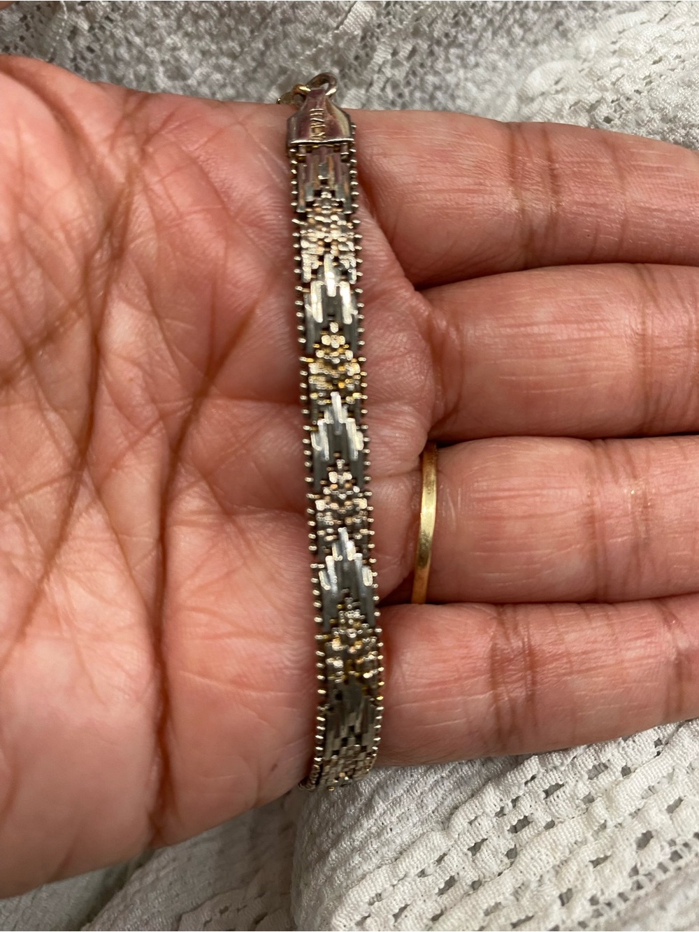Vintage 925 Italy Sterling Silver- Tricolor Woven Bracelet 8”